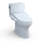 TOTO WASHLET+ Drake II 1G Two-Piece Elongated 1.0 GPF Toilet and WASHLET+ C2 Bidet Seat, Cotton White, Vitreous China|Plastic, MW4543074CUFG#01