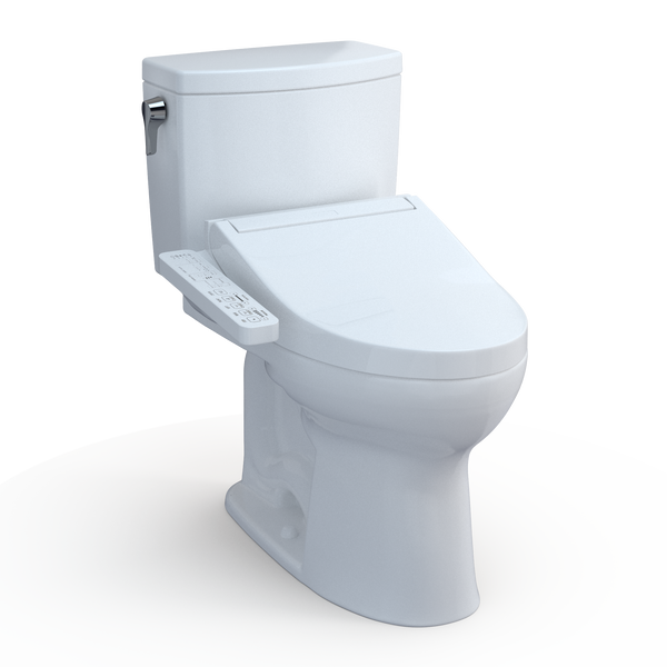 TOTO WASHLET+ Drake II 1G Two-Piece Elongated 1.0 GPF Toilet and WASHLET+ C2 Bidet Seat, Cotton White, Vitreous China|Plastic, MW4543074CUFG#01