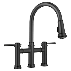 Alternate Image for Blanco Empressa Pull-Down Dual-Spray Bridge Faucet, Matte Black, 1.5 GPM, Brass, 443024