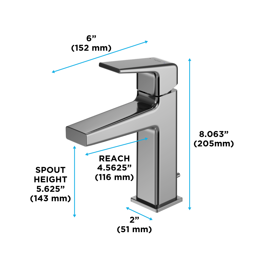 TOTO GB Series 1.2 GPM Single Handle Bathroom Sink Faucet with COMFORT GLIDE Technology and Drain Assembly, Polished Chrome, Brass, TLG10301U#CP