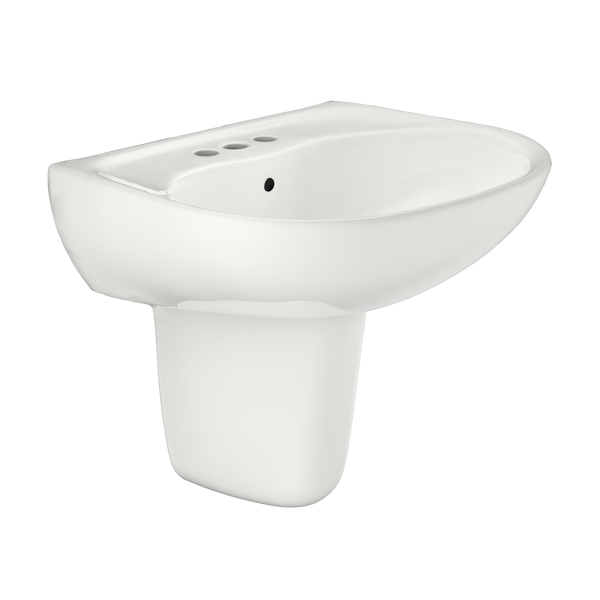 TOTO Supreme Oval Wall-Mount Bathroom Sink with CEFIONTECT and Shroud for 4 Inch Center Faucets, Colonial White, Vitreous China, LHT241.4G#11