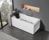 Eago 59" Acrylic Corner Rectangle Bathtub with Fixtures, White, AM154ETL-R5