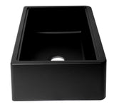 ALFI brand 33" Granite Composite Workstation Farmhouse Sink with Accessories, Black, No Faucet Hole, AB33FARM-BLA