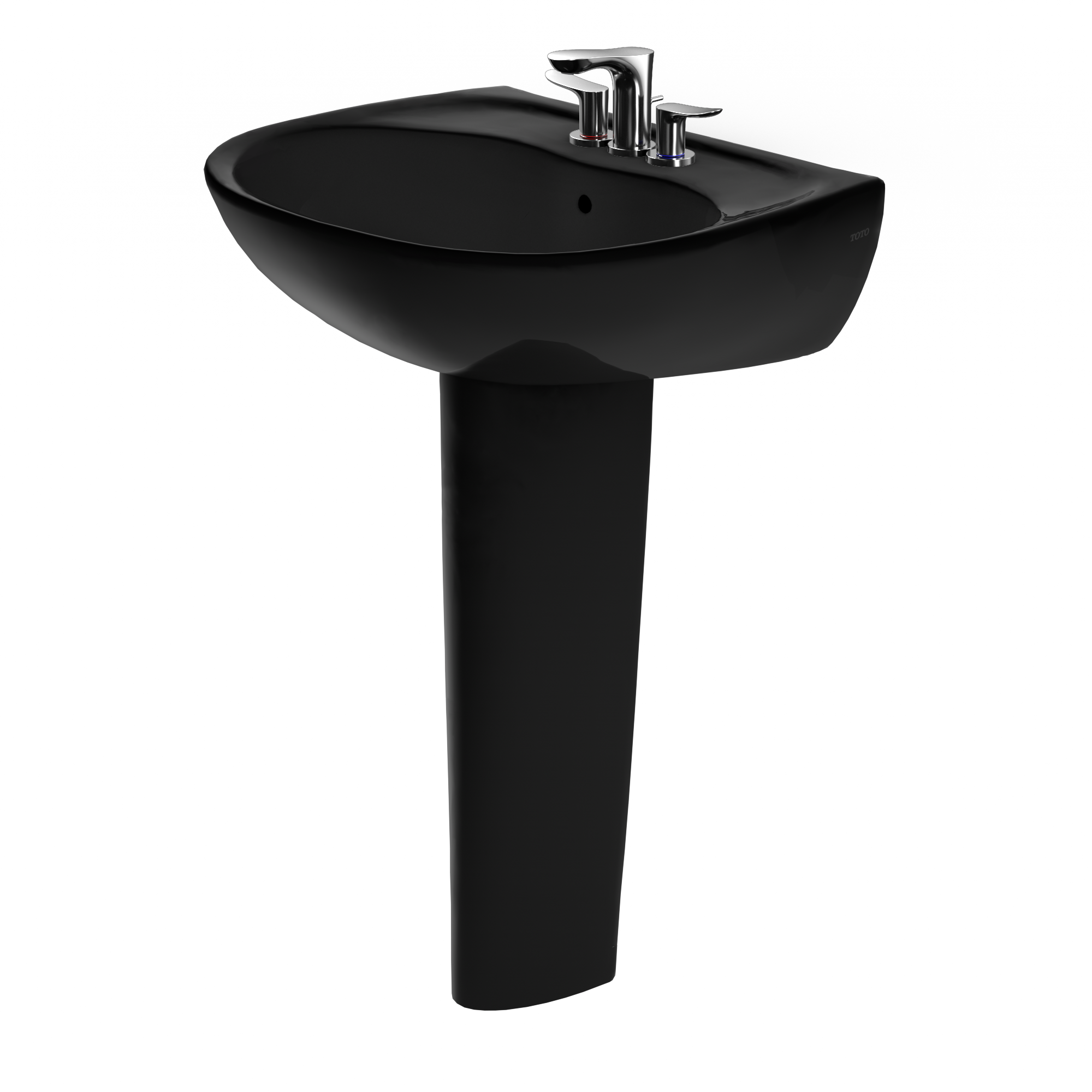 TOTO Supreme Oval Basin Pedestal Bathroom Sink for4 Inch Center Faucets, Ebony, Vitreous China, LPT241.4#51