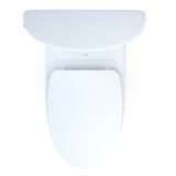 TOTO Aquia IV Arc Two-Piece Elongated Dual Flush 1.28 and 0.9 GPF Universal Height Toilet with CEFIONTECT, WASHLET+ Ready, Cotton White, Vitreous China, MS448124CEMFGN#01