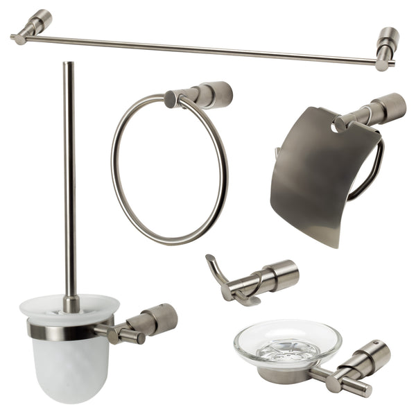 ALFI brand Brass, AB9508-BN Brushed Nickel 6 Piece Matching Bathroom Accessory Set