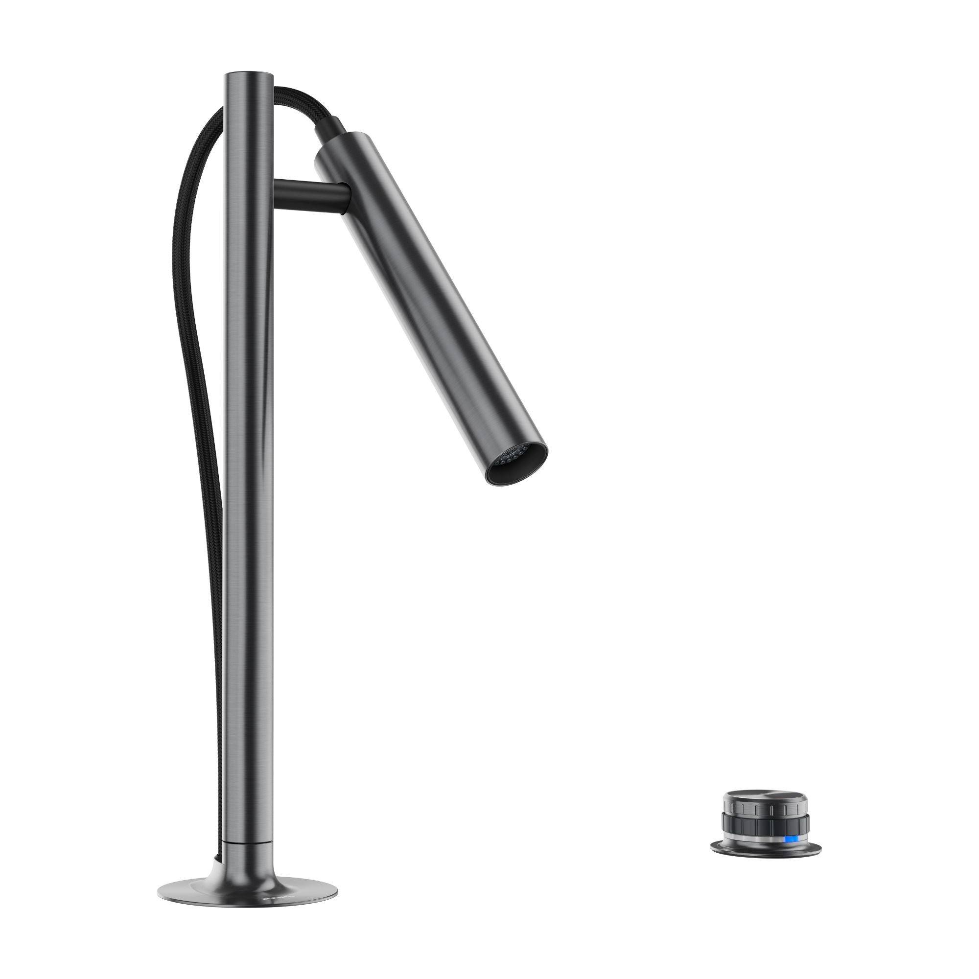 Blanco Luneoo Pull-Down Dual-Spray Kitchen Faucet with Push Button Activation, 1.5 GPM - Satin Dark Steel