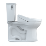 TOTO Drake Transitional WASHLET+ Two-Piece Elongated 1.28 GPF Universal Height TORNADO FLUSH Toilet with C5 Bidet Seat, Cotton White, Vitreous China, MW7863084CEFG#01