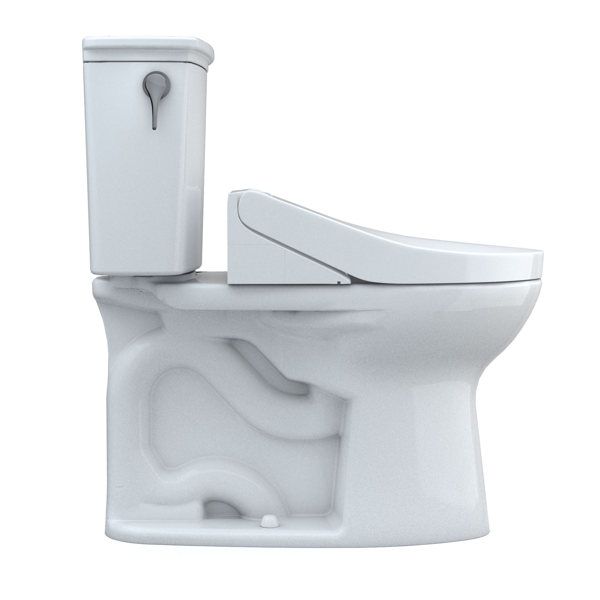 TOTO Drake Transitional WASHLET+ Two-Piece Elongated 1.28 GPF Universal Height TORNADO FLUSH Toilet with C5 Bidet Seat, Cotton White, Vitreous China, MW7863084CEFG.10#01