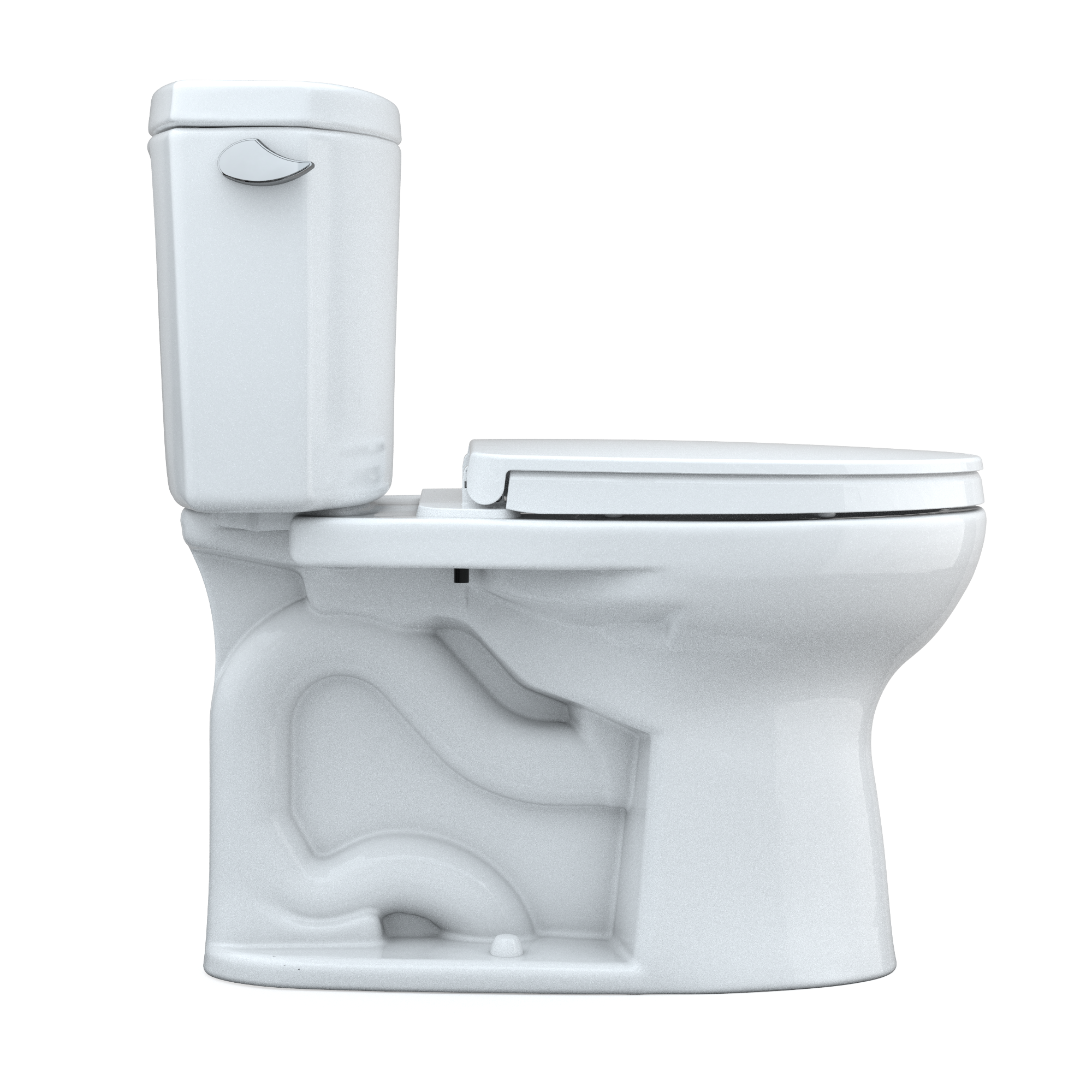 TOTO Drake II Two-Piece Elongated 1.28 GPF Universal Height Toilet with CEFIONTECT and SS124 SoftClose Seat, WASHLET+ Ready, Cotton White, Vitreous China|Plastic, MS454124CEFG#01