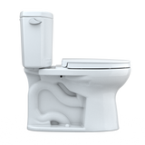 TOTO Drake II Two-Piece Elongated 1.28 GPF Universal Height Toilet with CEFIONTECT and SS124 SoftClose Seat, WASHLET+ Ready, Cotton White, Vitreous China|Plastic, MS454124CEFG#01