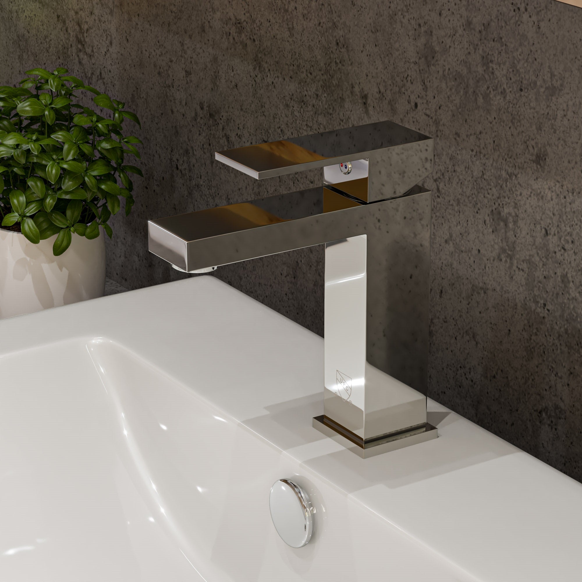 ALFI Polished Chrome Square Single Lever Bathroom Faucet, AB1229-PC