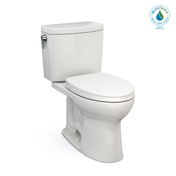 TOTO Drake II 1G Two-Piece Elongated 1.0 GPF Universal Height Toilet with CEFIONTECT and SS124 SoftClose Seat, WASHLET+ Ready, Colonia White, Vitreous China|Plastic, Colonial White, MS454124CUFG#11