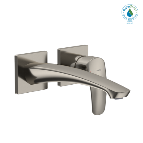 TOTO GM 1.2 GPM Wall-Mount Single-Handle Long Bathroom Faucet with COMFORT GLIDE Technology, Polished Nickel, Brass, TLG09308U#PN