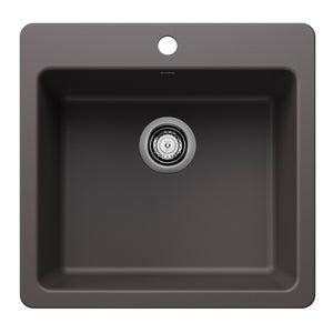 Alternate Image for Blanco Liven 21" Dual Mount Silgranit Kitchen Sink, Cinder, 1 Faucet Hole, 443228