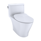 TOTO Nexus 1G One-Piece Elongated 1.0 GPF Universal Height Toilet with CEFIONTECT and SS234 SoftClose Seat, WASHLET+ Ready, Cotton White, Vitreous China, MS642234CUFG#01