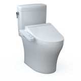 TOTO WASHLET+ Aquia IV Cube Two-Piece Elongated Dual Flush 1.28 and 0.9 GPF Toilet with C2 Bidet Seat, Cotton White, Vitreous China|Plastic, MW4363074CEMFGN#01