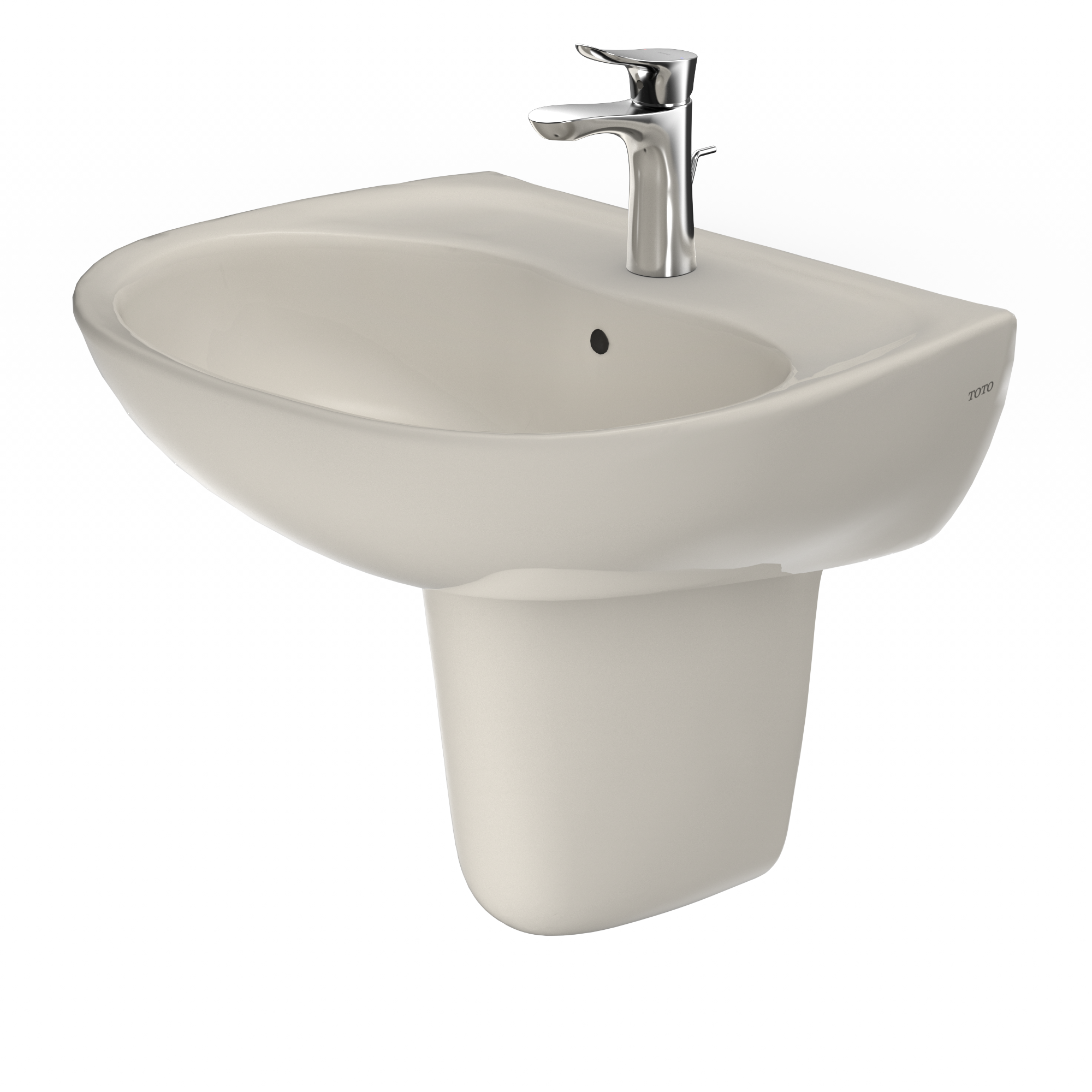 TOTO Supreme Oval Wall-Mount Bathroom Sink with CeFiONtect and Shroud for Single Hole Faucets, Sedona Beige, Vitreous China, LHT241G#12