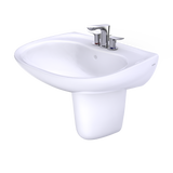 TOTO Prominence Oval Wall-Mount Bathroom Sink with CEFIONTECT and Shroud for 4 Inch Center Faucets, Cotton White, Vitreous China, LHT242.4G#01