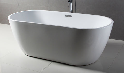 ALFI brand 67" Acrylic Free Standing Oval Soaking Bathtub, White, AB8839