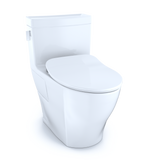 TOTO Legato One-Piece Elongated 1.28 GPF Toilet with CEFIONTECT and SoftClose Seat, WASHLET+ Ready, Cotton White, Vitreous China, MS624234CEFG#01