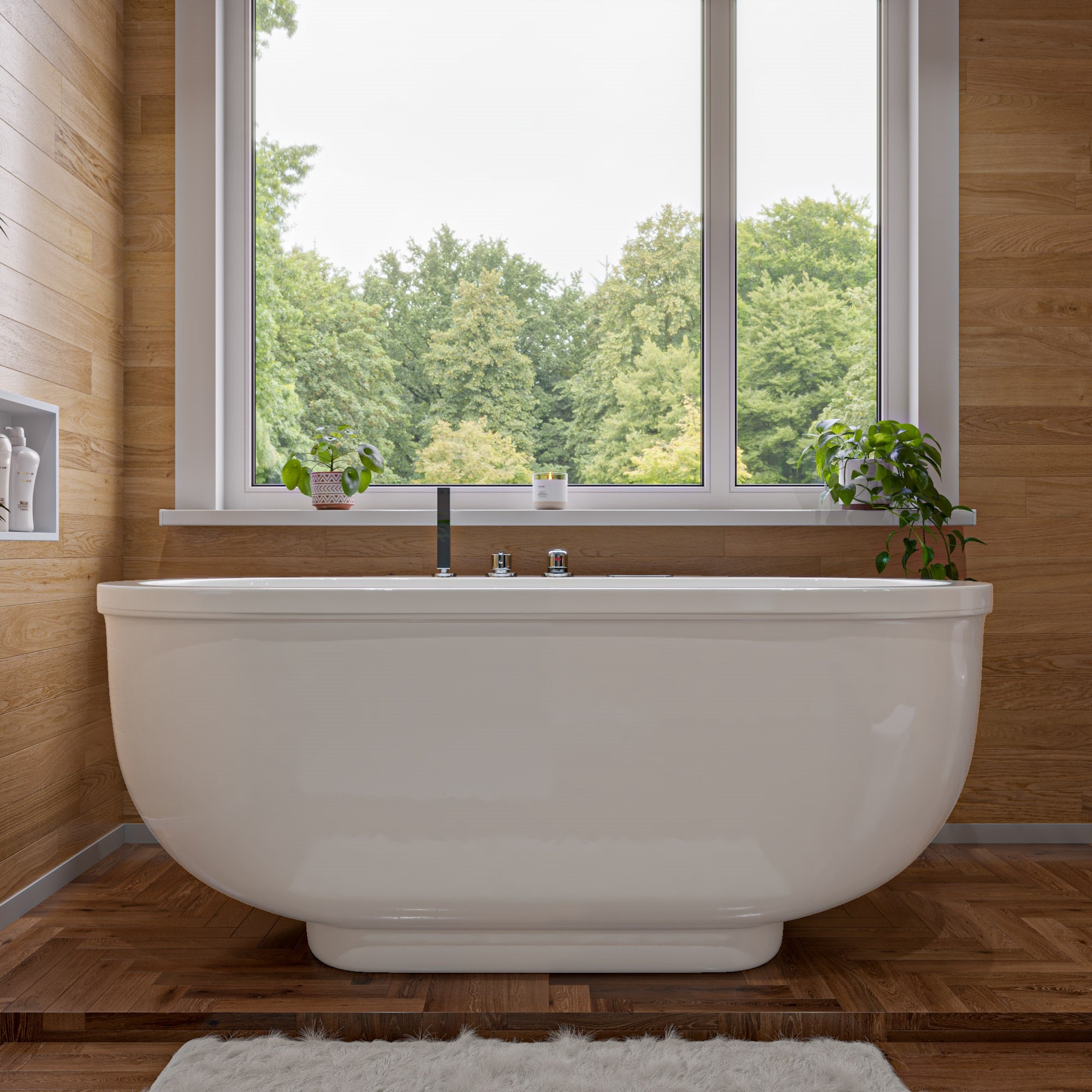 Eago 71" Acrylic Free Standing Oval Bathtub with Fixtures, White, AM128ETL