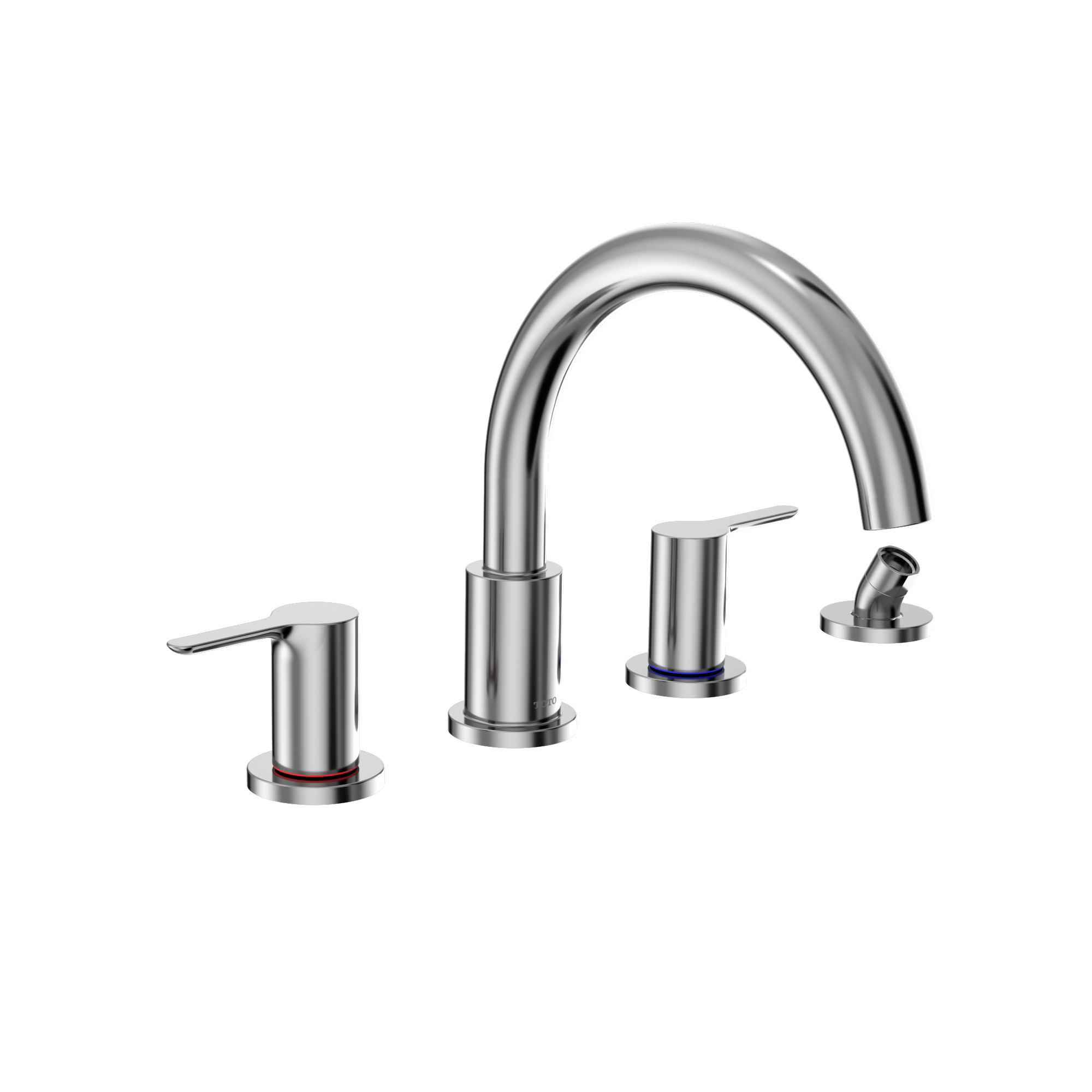 TOTO LB Two-Handle Deck-Mount Roman Tub Filler Trim with Handshower, Polished Chrome, Brass, TBS01202U#CP