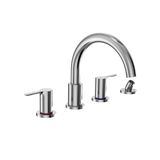 TOTO LB Two-Handle Deck-Mount Roman Tub Filler Trim with Handshower, Polished Chrome, Brass, TBS01202U#CP