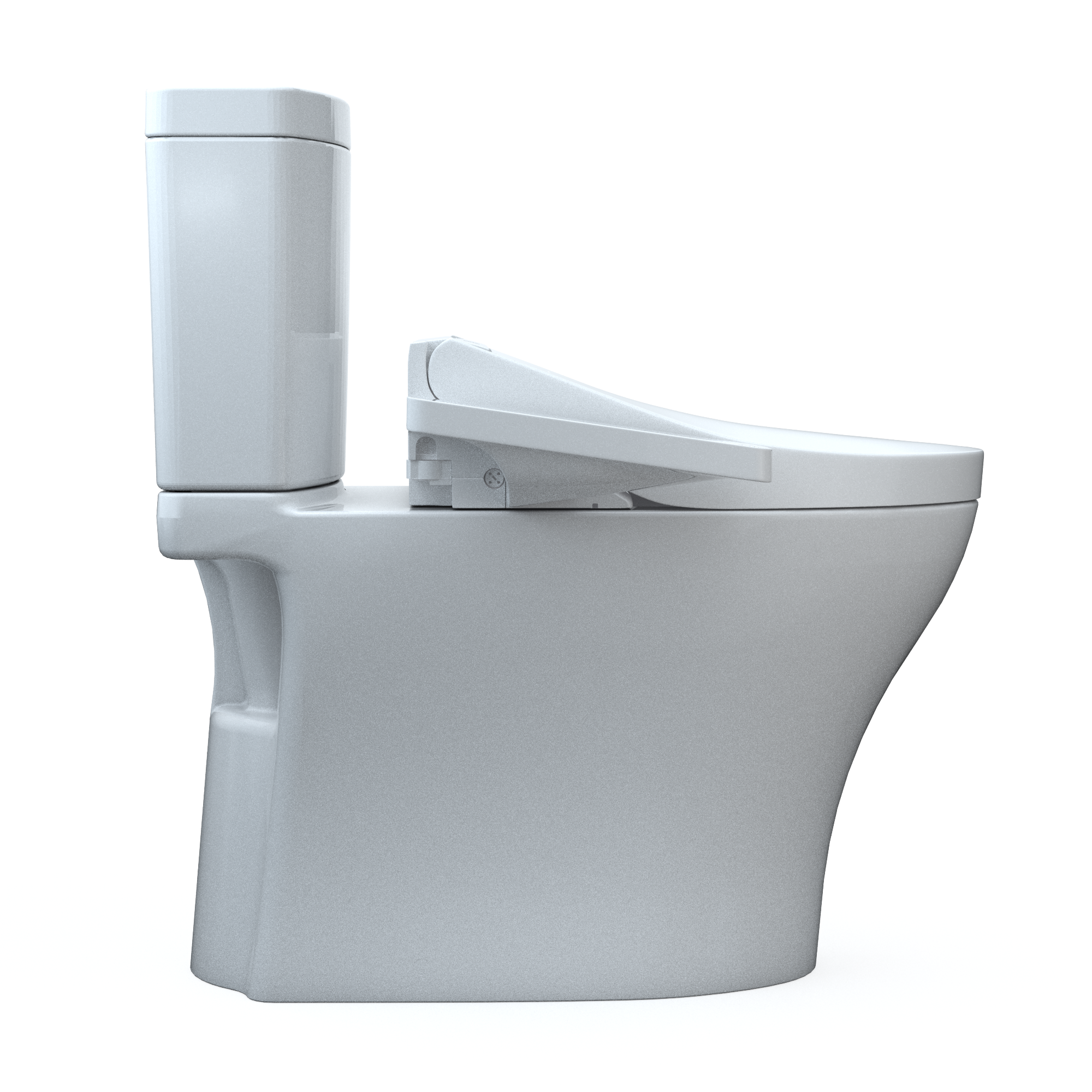 TOTO WASHLET+ Aquia IV Two-Piece Elongated Universal Height Dual Flush 1.28 and 0.9 GPF Toilet and WASHLET C2 Bidet Seat, Cotton White, Vitreous China|Plastic, MW4463074CEMFGN#01