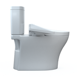 TOTO WASHLET+ Aquia IV Two-Piece Elongated Universal Height Dual Flush 1.28 and 0.9 GPF Toilet and WASHLET C2 Bidet Seat, Cotton White, Vitreous China|Plastic, MW4463074CEMFGN#01