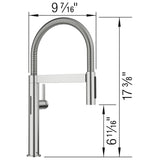 Blanco Culina II Mini Sensor Pull-Down Dual-Spray Kitchen Faucet, PVD Steel, 1.5 GPM, Brass, 527477