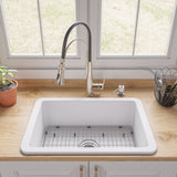 ALFI brand 27" Under Mount Fireclay Kitchen Sink, White, No Faucet Hole, ABF2718UD-W