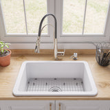 ALFI brand 27" Dual Mount Fireclay Kitchen Sink, White, No Faucet Hole, ABF2718UD-W