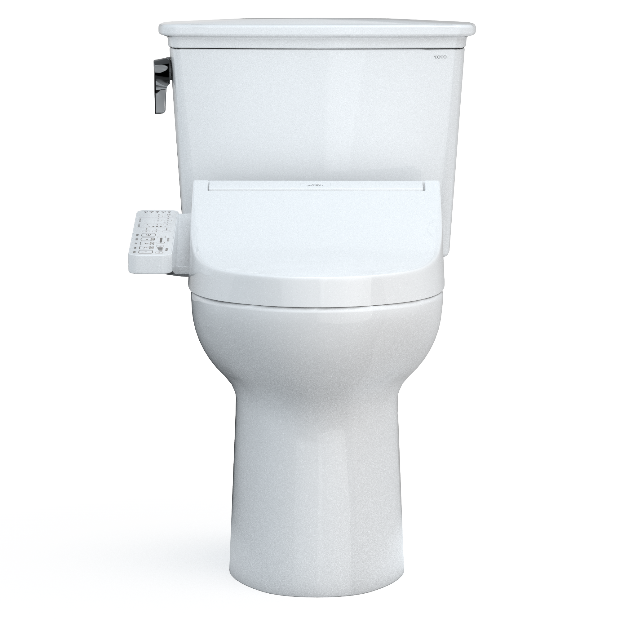 TOTO Drake Transitional WASHLET+ Two-Piece Elongated 1.28 GPF Universal Height TORNADO FLUSH Toilet with C2 Bidet Seat, Cotton White, Vitreous China, MW7863074CEFG#01
