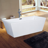 ALFI brand 59" Acrylic Free Standing Rectangle Soaking Bathtub, White, AB8833
