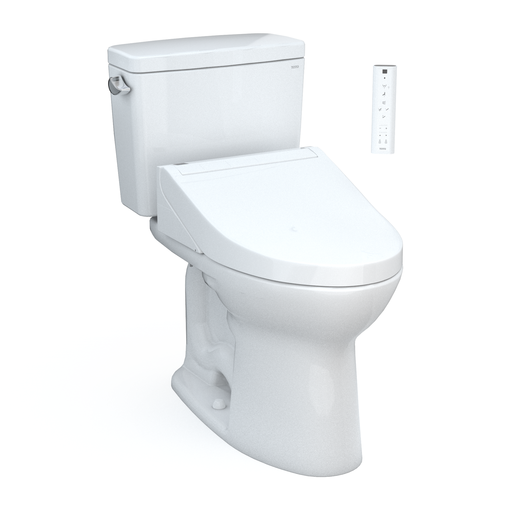 TOTO Drake WASHLET+ Two-Piece Elongated 1.6 GPF Universal Height TORNADO FLUSH Toilet with C5 Bidet Seat, 10 Inch Rough-In, Cotton White, Vitreous China, MW7763084CSFG.10#01