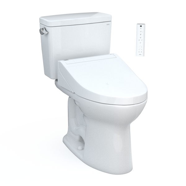 TOTO Drake WASHLET+ Two-Piece Elongated 1.6 GPF TORNADO FLUSH Toilet with C5 Bidet Seat, Cotton White, Vitreous China, MW7763084CSG#01