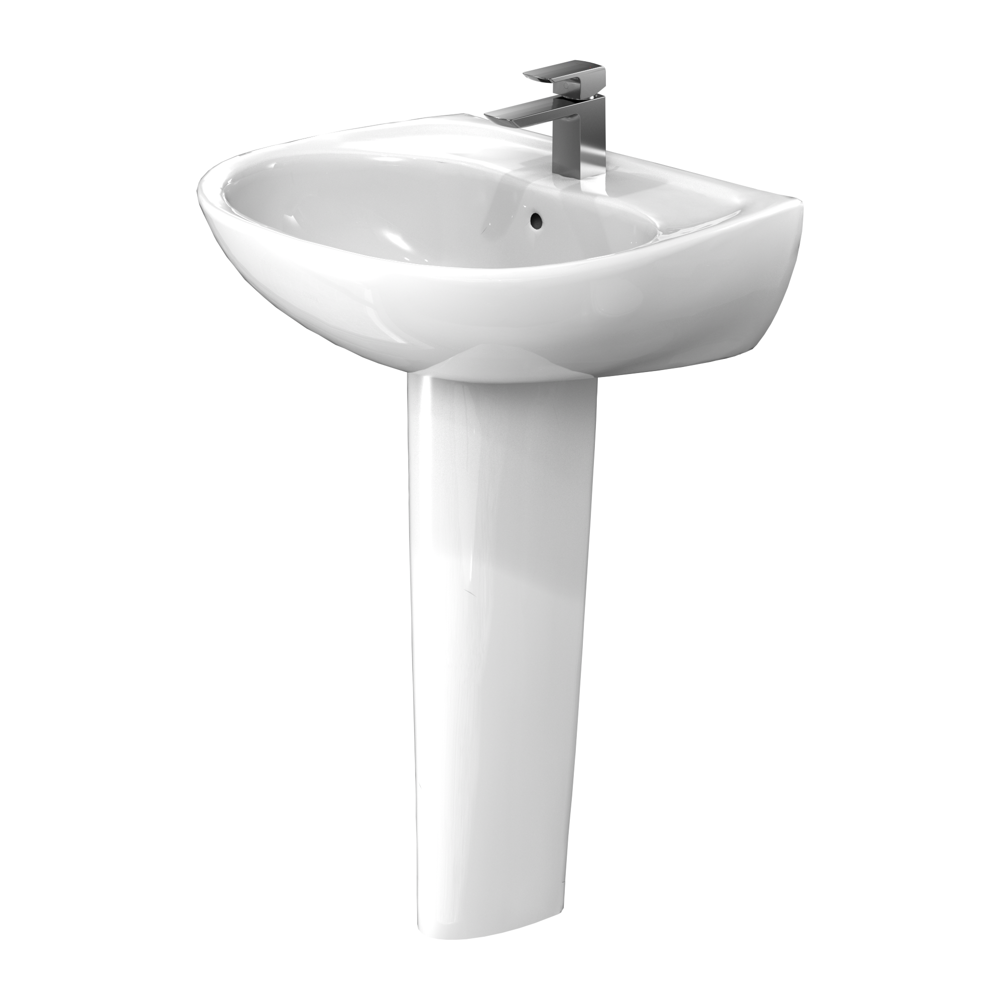 TOTO Supreme Oval Basin Pedestal Bathroom Sink with CeFiONtect for Single Hole Faucets, Cotton White, Vitreous China, LPT241G#01