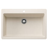 Blanco Liven 33" Dual Mount Silgranit Kitchen Sink, Soft White, 1 Faucet Hole, 443201