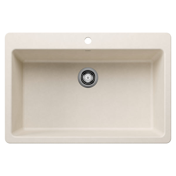 Blanco Liven 33" Dual Mount Silgranit Kitchen Sink, Soft White, 1 Faucet Hole, 443201