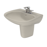 TOTO Prominence Oval Wall-Mount Bathroom Sink with CEFIONTECT and Shroud for 4 Inch Center Faucets, Bone, Vitreous China, LHT242.4G#03