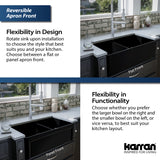 Karran Fireclay 33" Fireclay Farmhouse Sink with Accessories, 60/40 Double Bowl, Matte Black, FCP33DBMB