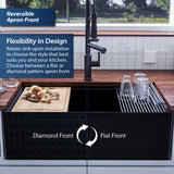 Karran Fireclay 33" Fireclay Workstation Farmhouse Sink with Accessories, Matte Black, FCWSD33SBMB-PK1