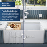 Karran Fireclay 30" Fireclay Workstation Farmhouse Sink with Accessories, White, FCWSF30SBWH-PK1