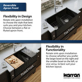 Karran Fireclay 33" Fireclay Workstation Farmhouse Sink with Accessories, 60/40 Double Bowl, Matte Black, FCWSF33DBMB-PK1