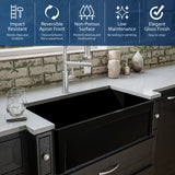 Karran Fireclay 33" Fireclay Farmhouse Sink with Accessories, Matte Black, FCP33SBMB