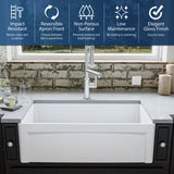 Karran Fireclay 33" Fireclay Farmhouse Sink with Accessories, White, FCP33SBWH