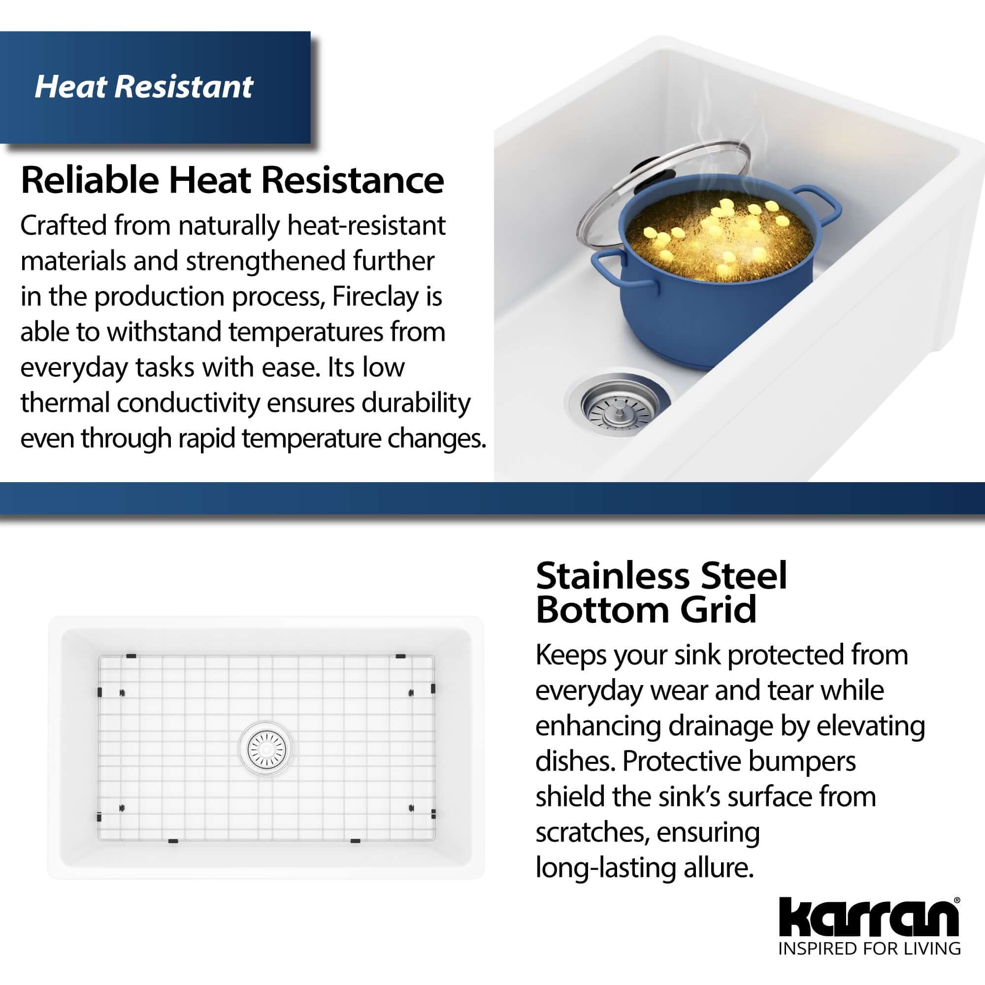 Karran Fireclay 30" Fireclay Farmhouse Sink with Accessories, Matte Black, FCP30SBMB