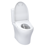 TOTO WASHLET+ Aquia IV Two-Piece Elongated Dual Flush 1.28 and 0.9 GPF Toilet with Auto Flush S7 Contemporary Bidet Seat, Cotton White, Vitreous China|Plastic, MW4464726CEMGNA#01