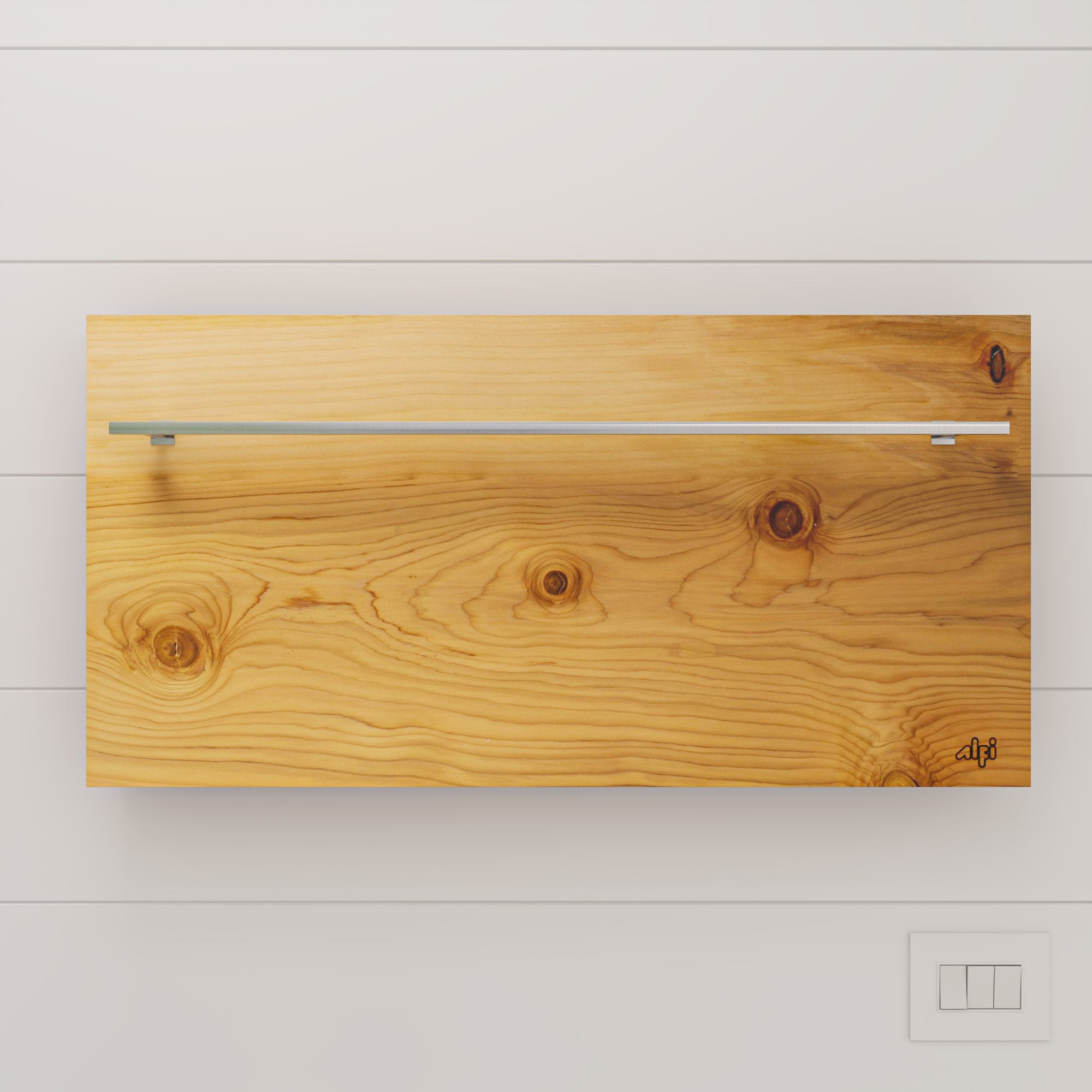 ALFI brand ABTW3216H 32"x16" Live Edge Cedar Wood Towel Warmer, Natural Wood
